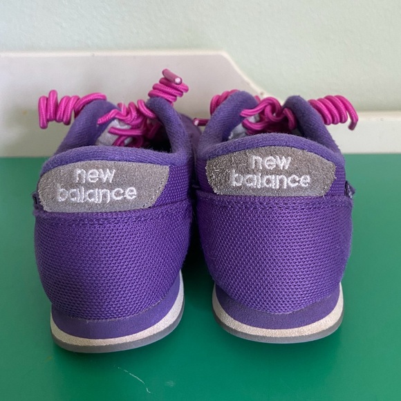 Retro Purple New Balance 501 Toddler size 9 with no-tie curly shoe laces - Picture 3 of 7